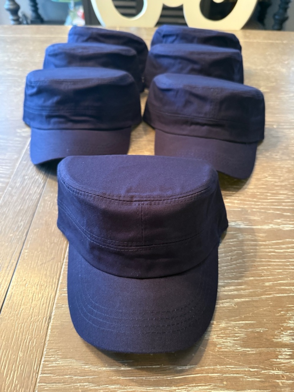 Hats lots of 7 Military Cadet style Cap unisex adjustable Velcro Navy Blue